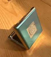 Arbonne International About Face Pressed Powder Compact-Green + Gold-Mirror Case