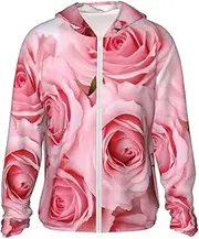 [LHBWCVN] UPF 50+ Light Jacket Full Zip Sun Protection Hoodie for Women Men Long Sleeve Fresh Roses Sun Shirts