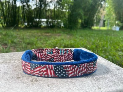 1 inch wide Soft Padded Martingale Dog Collar - American Flag USA Agility Collar