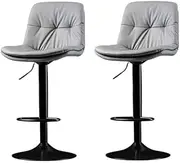 2 Pcs Bar Stools Kitchen Bar Stool Leather Barstools Swivel Gas Lift Counter Chairs BS8406 Grey