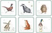 Pimpernel Homdox 10.5 x 10.5 cm MDF with Cork Back Wrendale Designs Coasters, Set of 6, Multi-Colour
