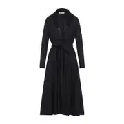 [Alberta Ferretti] Alberta Ferretti-Grey Virgin Wool Midi Dress-Donna 42 IT