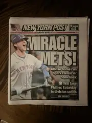 MIRACLE METS PETE ALONSO Home Run New York Post Newspaper Friday 10/4/24 NEW