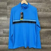 Mens Under Armour 1/4 Zip Golf Pullover UPF 50+ Blue Stripe UM1246-169 Sz L NWT