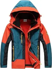 [CLSQLXYJZC] Mens Water-resistant Jacket, Removeable Hood Softshell Outdoor Windproof Warm Fleece Lined Mountain Jackets, for Camping Multi-pockets Fishing Jacket