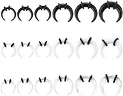 [Generic] 18 Pcs Acrylic Septum Pincher Ring, C Shape Buffalo Septum Stretching Kit Clear White Black Septum Piercing Horseshoe Septum Nose Rings Pierced Nose, Nipple Or Earring Ring 4/6/8/10/12/14g