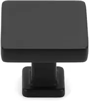 KOOFIZO Square Top & Base Cabinet Knob - Black Pull Handle (30mm / 1.2 Inch) for Kitchen Cupboard Door, Bedroom Dresser Drawer, Bathroom, Vanity, Wardrobe Hardware, Knob 1 - 20Pcs