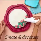 New Tupperware Spinning Tray Cake Baking Decorating Lazy Susan Pink Rhubarb