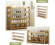 3/5 Tiers Bamboo Shoe Rack Storage Organizer Wooden Shelf Stand