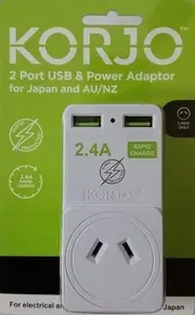 Korjo Japan 2 x USB Travel Adaptor Plug USB2X2JA