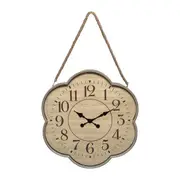 [Florabelle Living] Nickel Flower Clock With Hanging Rope