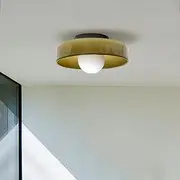 Ceiling Lights, Mid Century Orange Glass Semi Flush Mount Ceiling Light with Milk Globe Nordic Modern Green Hallway Lighting Fixtures Round Bedside Wall Mount Lamp for Bedroom Cloakroom Stairwa/491 (