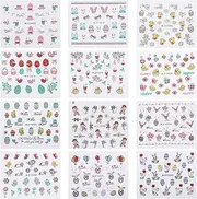 12pcs Easter Nail Sticker Kids Cartoon Egg Rabbit Nails Decals DIY Self-adhesive Water Transfer DIY Self-adhesive Nail Decoration Nail Art