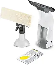 [Kärcher] Cordless Window Vac WV 1, White With Spray Bottle/Microfibre Cloth, Run Time: 20 min, 250mm Nozzle, Weight: 0.5 kg, Cleaning Area Approx 70m²