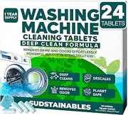 Washing Machine Cleaning Tablets (24 Pack) - Washer Machine Cleaner Tablets for Top Loader, Top Load Washing Machine Cleaner Front Loader, HE Washer Cleaner Tablets, Septic Safe, Deep Clean