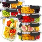 8 Pack Glass Meal Prep Containers 3 Compartment, 36Oz Glass Food Storage Contain