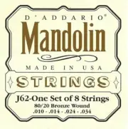 D'Addario J62 80/20 Bronze Mandolin Strings- Light, 10-34