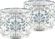 GOSO 2pcs Medium Lampshade Polyester Fiber Printing Plants Drum Lamp Shade for TableLamp,Floor Lamps,DIY Pendant Light,Wall Hanging,Spider Fitter 13 "Top x 13" Bottom x 10 "High, Assembly Required