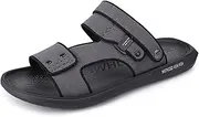 [CLSQLXYJZC] Men's Breathable and Lightweight Beach Sandals, Summer Comfortable Adjust the Heel Strap Leather Sandals, Outdoor Casual Soft Sole Open Toe Slippers