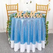 Round Tablecloth Baby Blue 72 Inch Sequin Tablecloth Glitter Dessert Cake Tab...