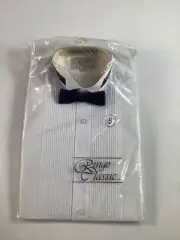 Boys Pingo Classic White Long Sleeve Tuxedo Shirt w/Bowtie NEW