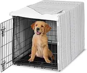 Sweet Jojo Designs 36in. Medium Dog Crate Cover (Grey Boho Tribal) Pet Cage, Kennel Covers (Bohemian, Jacquard, Aztec, Modern, Geometric, Stripes, Textured, Striped, Off White, Gray and Ivory)