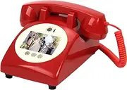 Retro Video Audio Guest Book Wedding Phone, 1080P Hd Video Phone Guestbook, Birthday Party Video Blessing Message Decoration Telephone ，5000 MAh(Red)