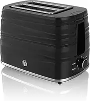 [Swan] ST31050BN, 2 Slice Symphony Toaster, High Gloss and Matt Finish, 930 Watt, Black, Plastic