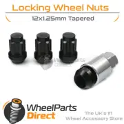 Black GEN2 12x1.25 Lock Nuts for Nissan Sunny [Mk6] 85-90 on Aftermarket Wheels