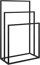 vidaXL Black Freestanding Towel Rack - Iron, 3-Tier Bathroom Accessory for Effective Towel Organization, Versatile Drying Shelf and Organizer, 48x24x79 cm