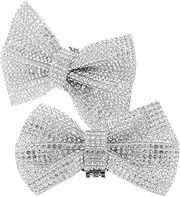[Ipetboom] Detachable Rhinestone Shoe Clips for High Heels Elegant Crystal Bow Buckles for Weddings Parties Easy to Attach Sparkling Shoe Jewelry
