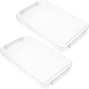 Veemoon 2pcs Modern Clear Plastic File Organizer Box with Lid Transparent Document Storage for Office Desk Archive Space Saving Storage for Tidy Work Area