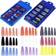Ipetboom Unique Nail Art Wear Nails 2 Boxes of Long Artificial Nails Colorful Point Nail Set for Manicure Diy for Parties Special Events