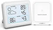 Newest AMIR Weather Station Wireless Indoor Outdoor Thermometer,3.7in Display Humidity Meter Monitor Battery Powered,10s Backlight Display Room Digital Thermometer,330ft/100m Range for Home, Baby Room
