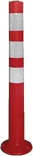 Line Divider, Queue Barrier Plastic Fixed Traffic Post, Warning Post with Reflective Collars Security Bolt Bollards Warning Barrier Parking Bollards for Driveway Anti-Collision Car Parking Bollard Co