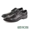 【GREEN PHOENIX】男 紳士皮鞋 商務皮鞋 大尺碼 全真皮 布洛克 雷射雕花 綁帶 EU46 黑色