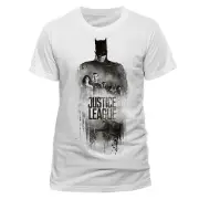 OFFICIAL JUSTICE LEAGUE - BATMAN SILHOUETTE GROUP PRINT WHITE T-SHIRT (NEW)