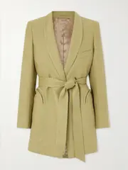 [BLAZÉ Milano] BLAZÉ Milano - Belted Linen And Silk-blend Blazer - Light green - 0 0 Green