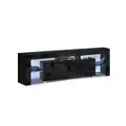 Tv Cabinet Entertainment Unit Stand Rgb Led Furniture 160 Cm Black