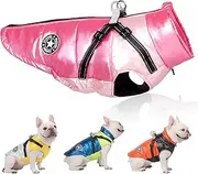 Zunea Waterproof Dog Jacket with Harness for Small Medium Dogs Zipper Winter Jacket Coat Reflective Puppy Clothes Soft Warm Padded Puffer Vest Pet Girl Boy Apparel for Chihuahua Yorkie Pink M
