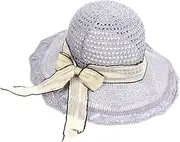 [FOMIYES] Summer Hat for Women Folding Beach Hat Bowknot Stylish Sunburn Protection Grey