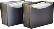 Amazon Basics Expanding Organizer File Folder, Letter Size - Black & Gray, 2-Pack
