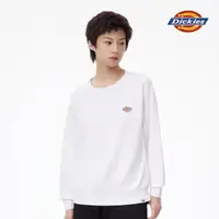 在飛比找momo購物網優惠-【Dickies】女款白色純棉經典三色Logo大學T｜DK0