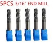 5 PCS 4 FLUTE 3/16 END MILL SOLID CARBIDE TiAlN COATED X 5/8X 2 CNC BIT