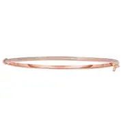 14k Rose Gold Shiny Oval Shape White Glitter Bangle Bracelet, 7.25"