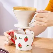 MRDLKNX Pour Over Coffee Maker, Ceramic Coffee Dripper, Coffee Dripper, Flat Bottom Slow Filter Cone for Travel,Camping,Office,Home, Portable Brew Maker with 1-2 people (White)