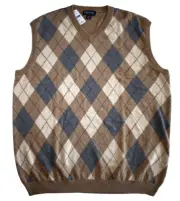 New BROOKS BROTHERS ARGYLE COTTON CASHMERE V-NECK Vest Sleeveless Sweater 1XLT