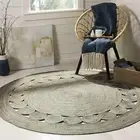 Rug Round Grey Dye Braided 100% Farmhouse Natural Jute Rug Carpet Mat