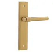 Iver Helsinki Door Lever Handle on Stepped Backplate Brushed Brass