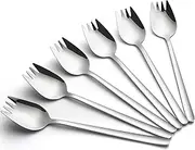 Sporks,6-Pack 18/10 Stainless Steel Sporks,7.4Inches Reusable Metal Spork Long Handle Dessert Spoons Ice Cream Spoons Salad Forks Flatware Set for Salad,Fruit,Dessert,Appetizer